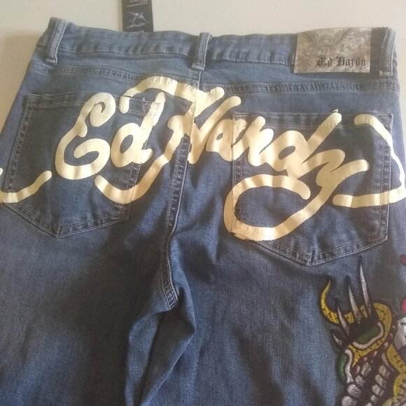 Y2K Ed Hardy Womens Flare Leg New York Jeans Sz 30 new with tags - Picture 7 of 7